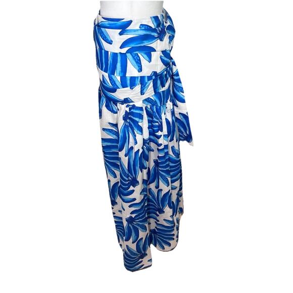 New $189 HT 360 Collective Small White Blue Banana Print Maxi Tropical Skirt - Picture 5 of 12